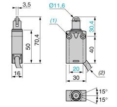 XCMD2102L1 Çelik Makaralı Pimli Kablolu IP67 Limit Siviç