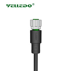 M12 4 Pin Dişi Düz 5 Mt. Kablolu Konnektör - Sensör Kablosu Velledq M12-F04T-5.0PVC/BK