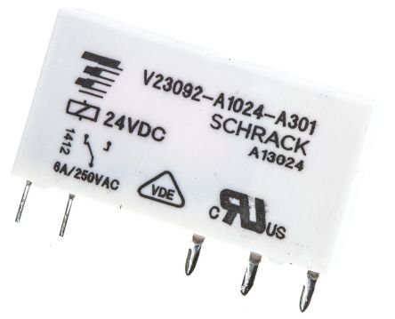 Schrack V23092-A1024-A301 24V DC 6A Slim Röle 170mW