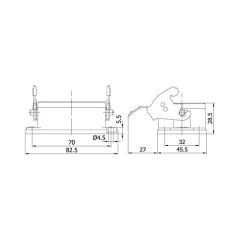 6x16A  Alüminyum Gövdeli Metal Mandallı 6P+E 400V IP65 Makine Prizi - Mete Enerji - 403090S