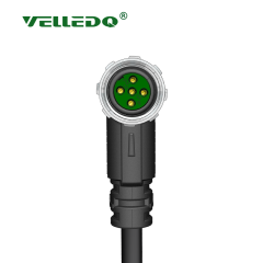 M12 5 Pin Dişi 90° Açılı 10 Mt. Kablolu Konnektör - Sensör Kablosu Velledq M12-F05S-10.0PVC/BK