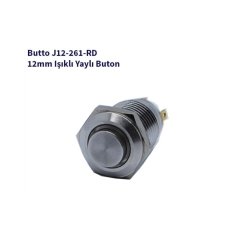 12 mm Led Işıklı Çıkık Kafa IP67 Yaylı Buton Kırmızı J12-261-RD