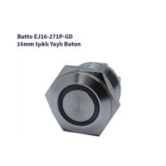 16 mm Led Işıklı Düz Kafa yaylı Çelik Buton YEŞİL EJ16-271PT-GD