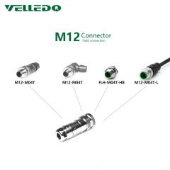 M12P-F04T - M12 4 Pin Dişi Düz Metal Konnektör - Velledq