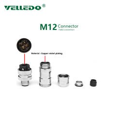 M12P-M04T - M12 4 Pin Erkek Düz Metal Konnektör - Velledq