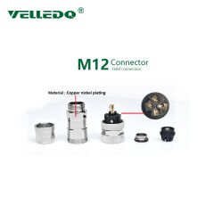 M12P-F05T - M12 5 Pin Dişi Düz Metal Konnektör - Velledq