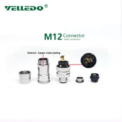 M12P-M05T M12 5 Pin Erkek Düz Metal Konnektör - Velledq