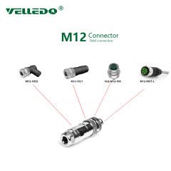 M12P-M05T M12 5 Pin Erkek Düz Metal Konnektör - Velledq