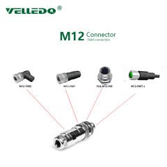 M12P-M08T - M12 8 Pin Erkek Düz Metal Konnektör - Velledq