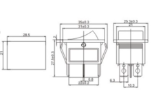 Geniş Işıklı Anahtar On-Off 6P HRK2-202N