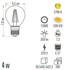 Cata 4W Rustik Led Ampul CT-4283 - Amber ışık