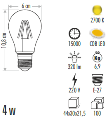 Cata 4W Rustik Led Ampul CT-4285 - Amber ışık