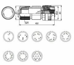 DK182-4A Servo Motor Konnektörü 4 Pin Dişi Seyyar Soket