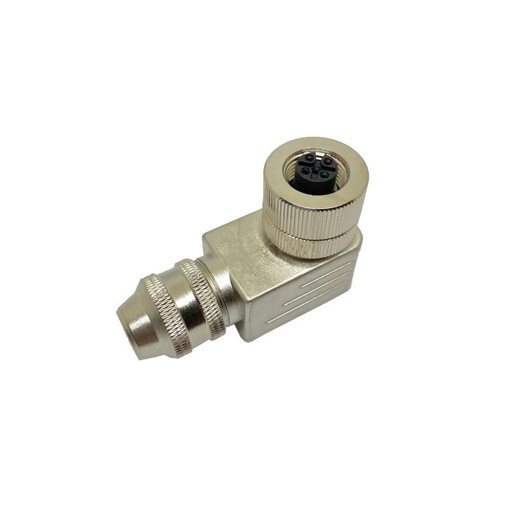 M12 5 Pin 90 Derece Dişi Metal Konnektör M12P-F05S